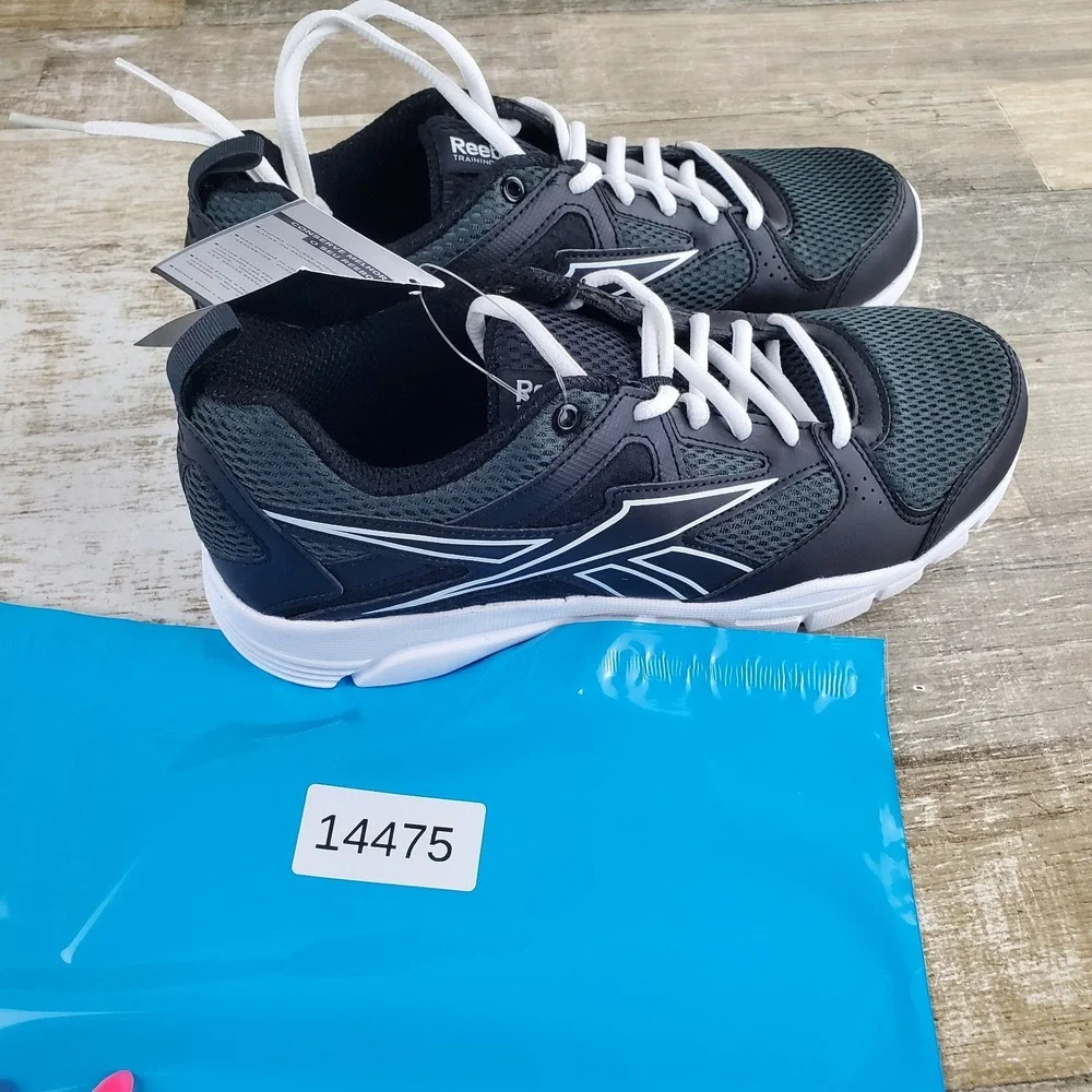 Reebok Trainfusion 5.0 Womens Shoes Sz 8 Training Black White Lace-Up Sneakers